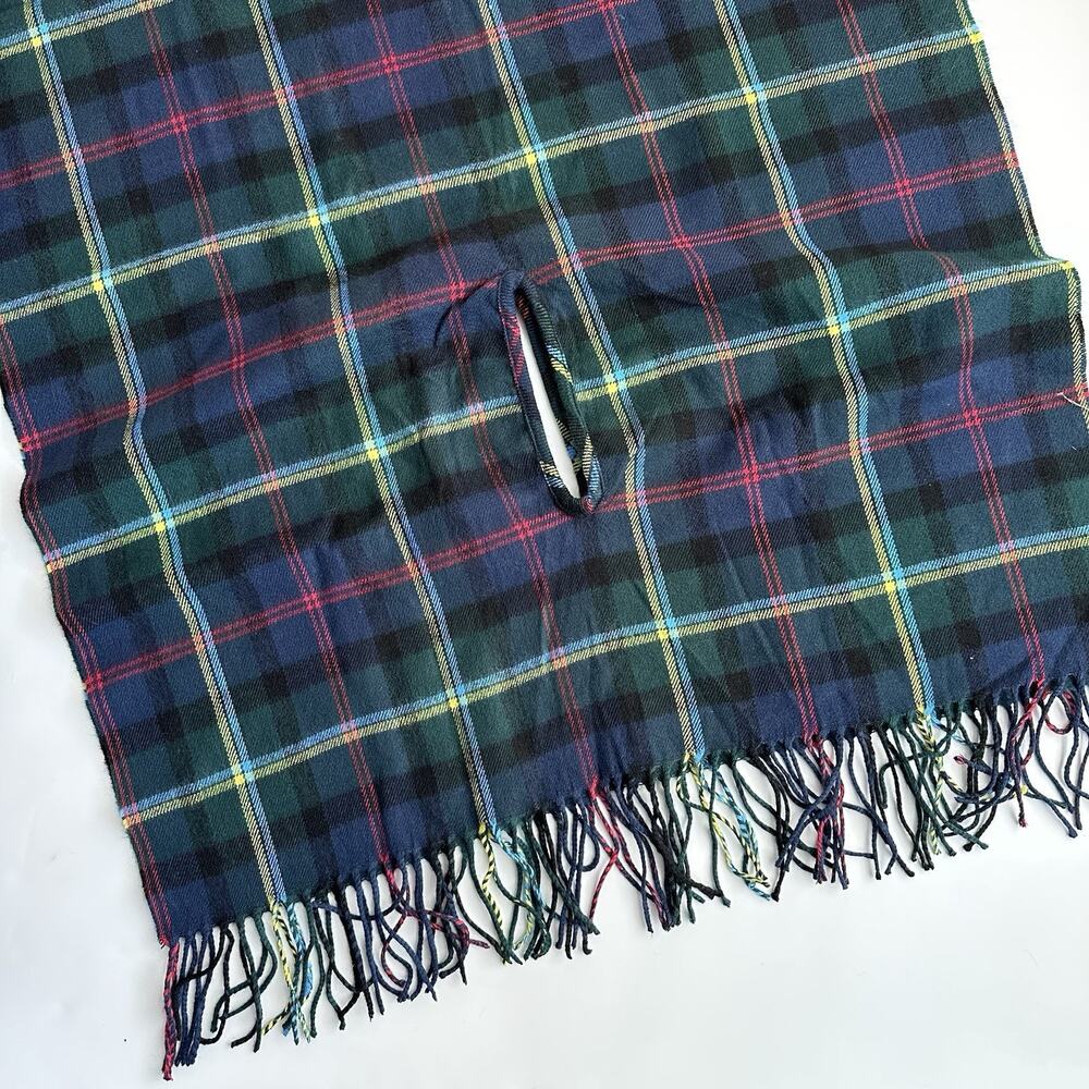 J. Crew Factory Plaid Cape Scarf Poncho‎ Tartan Birch Plaid Navy Green NWT